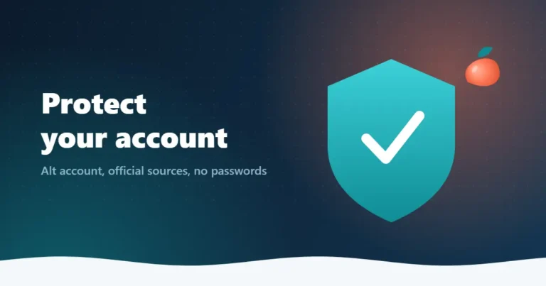 Illustration of a teal shield with a check mark and the text Protect your account