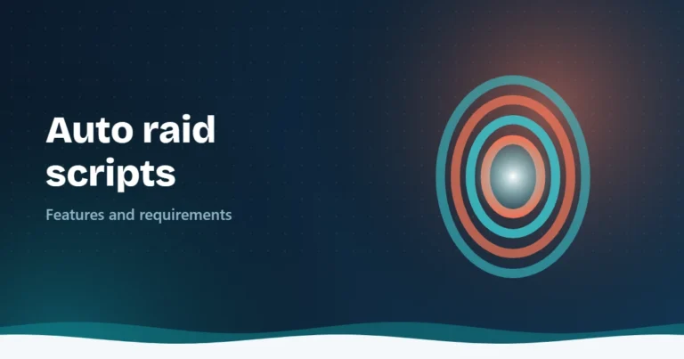 Illustration of a glowing portal made of rings beside the text Auto raid scripts