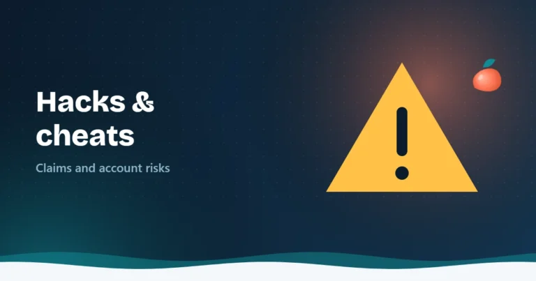 Illustration of a yellow warning triangle beside the text Hacks and cheats